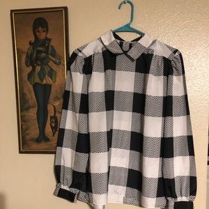 Anne Klein vintage plaid top Sz6